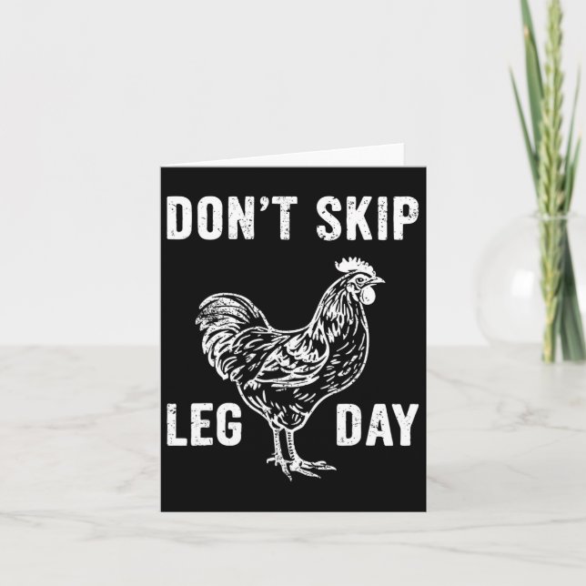 Don't Skip Leg Day Gym Rooster Funny Workout Weigh Card (Front)