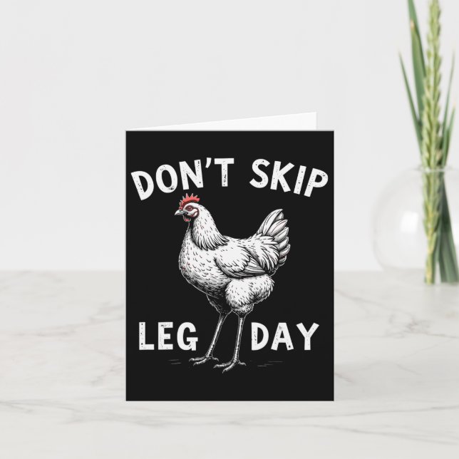 Don't Skip Leg Day Gym Rooster Funny Workout Weigh Card (Front)