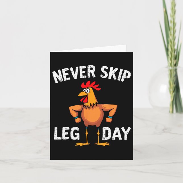 Don't Skip Leg Day Gym Rooster Funny Workout Weigh Card (Front)