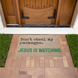 Don't Steal My Packages Jesus is Watching Doormat