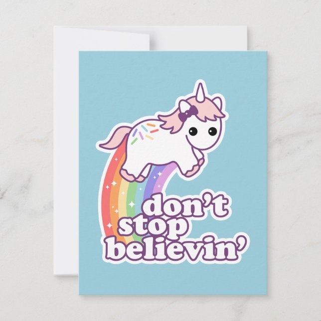 Don't Stop Believin' in Unicorns Invitation (Front)