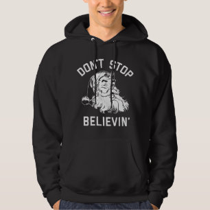 Don't Stop Believing Christmas Vintage Santa Winte Hoodie
