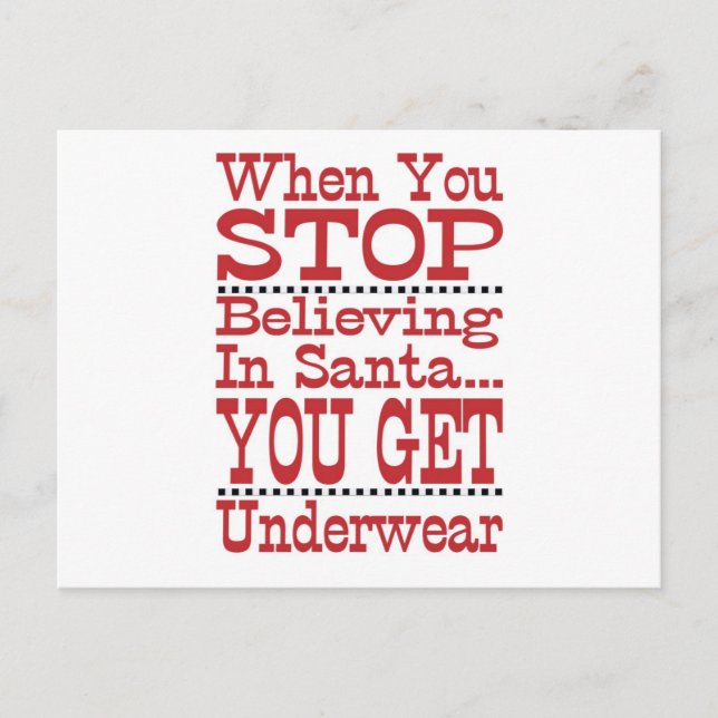 Don't Stop Believing in Santa Holiday Postcard (Front)