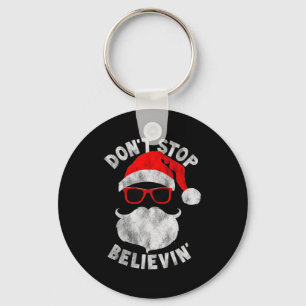 Don't Stop Believing Santa Cool Gles Christmas  Keychain