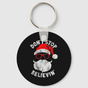 Don't Stop Believing Shades Santa Christmas Tee Lo Keychain