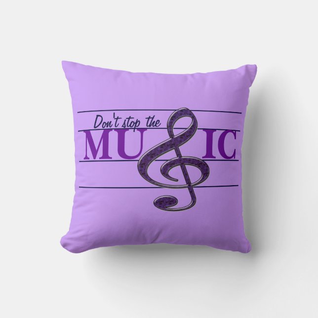 Don't Stop The Music Purple Decorative Pillow (Front)