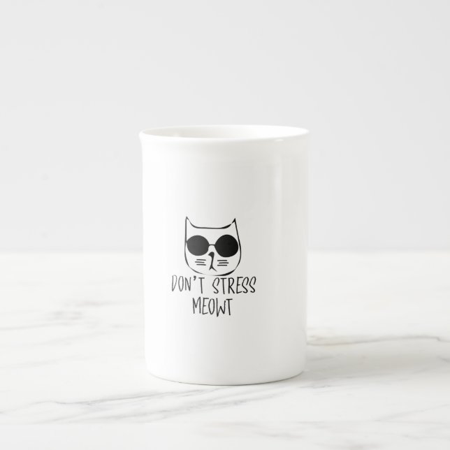 dont stress meow motivational cat design  bone china mug (Front)