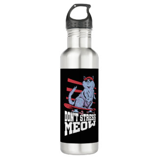 Don't Stress Meow Stress Awareness Month 710 Ml Water Bottle