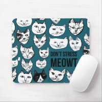 Don't Stress MEOWT Cat Head Pattern Green