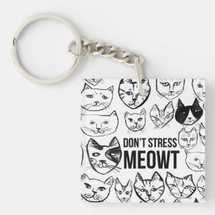 Don't Stress Meowt Funny Cat Lovers Keychain