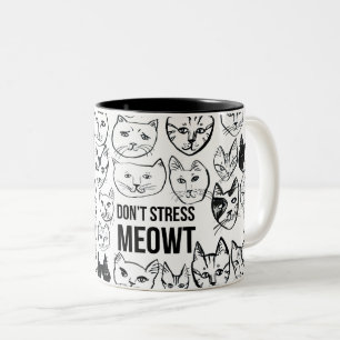 Don't Stress Meowt Funny Cat Two-Tone Coffee Mug