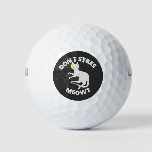 Don't Stress Meowt Funny Spooky Halloween Pet Gift Golf Balls (Front)