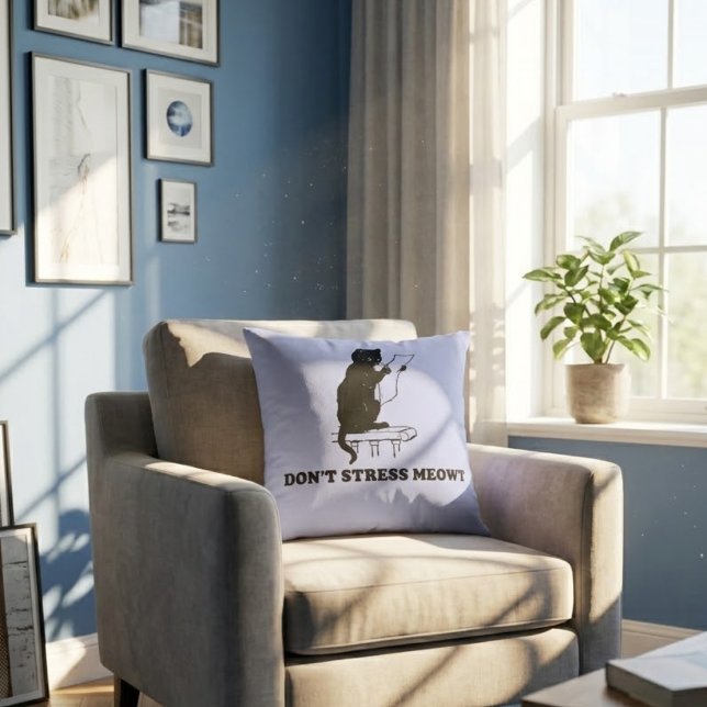 dont stress meowt throw pillow (Creator Uploaded)