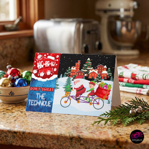 Don't Sweat The Technique Santa Bicycle Christmas Holiday Card
