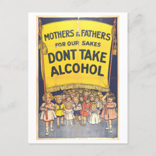 "Don't Take Alcohol" Vintage Prohibition Poster Postcard