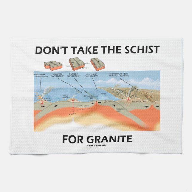 Don't Take The Schist For Granite (Geology Humour) Kitchen Towel (Horizontal)