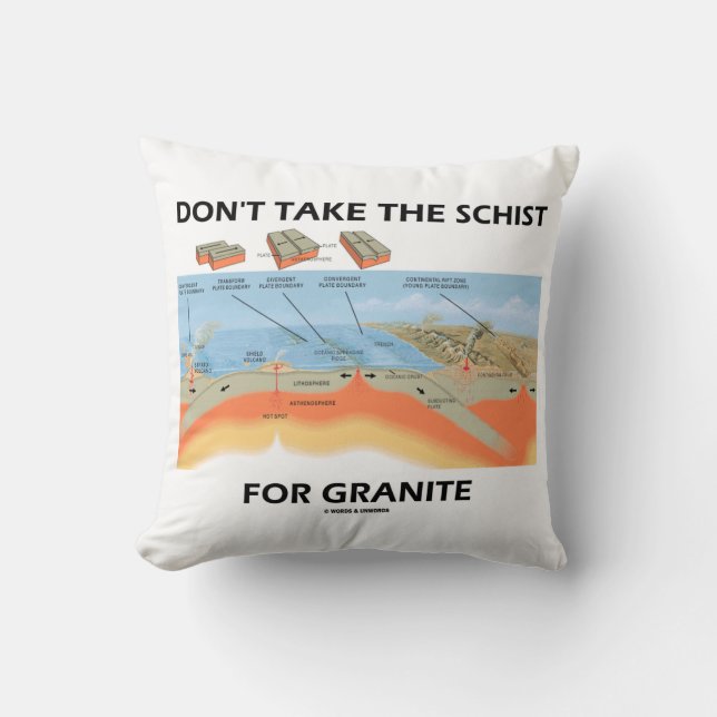 Don't Take The Schist For Granite (Geology Humour) Throw Pillow (Front)