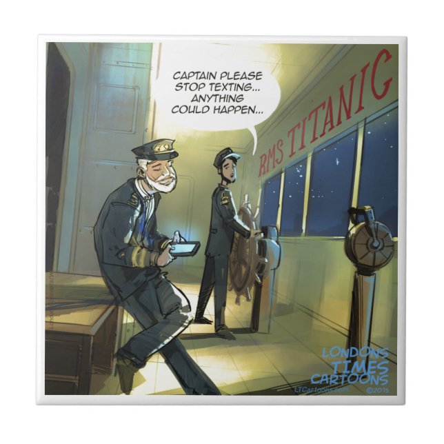 Don't Text And Titanic Funny Tile (Front)