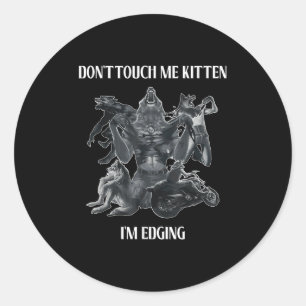 Don't Touch Me Kitten I'm Edging Wolfs Design Classic Round Sticker