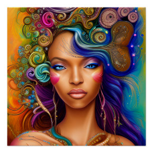 Don't Touch My Hair Black Melanin Afro Queen Crown Poster