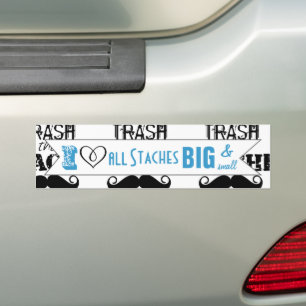 Don't Trash the Stache Moustache Retro Hipster Bumper Sticker
