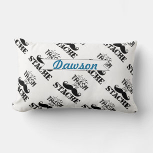Don't Trash the Stache Moustache Retro Hipster Lumbar Pillow