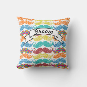 Don't Trash the Stache Moustache Retro Hipster Throw Pillow