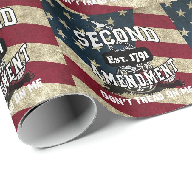Don't Tread on Me 2nd Amendment American Flag DTOM Wrapping Paper (Roll Corner)