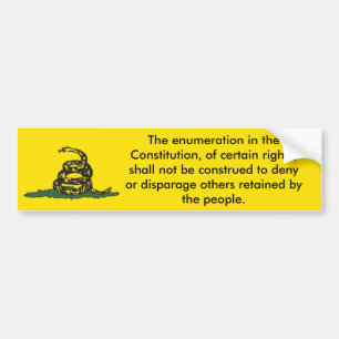 Don't Tread On Me 9th Amendment Bumper Sticker