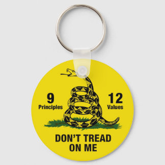 Don't Tread on Me Flag 9 Principles 12 Values Keychain