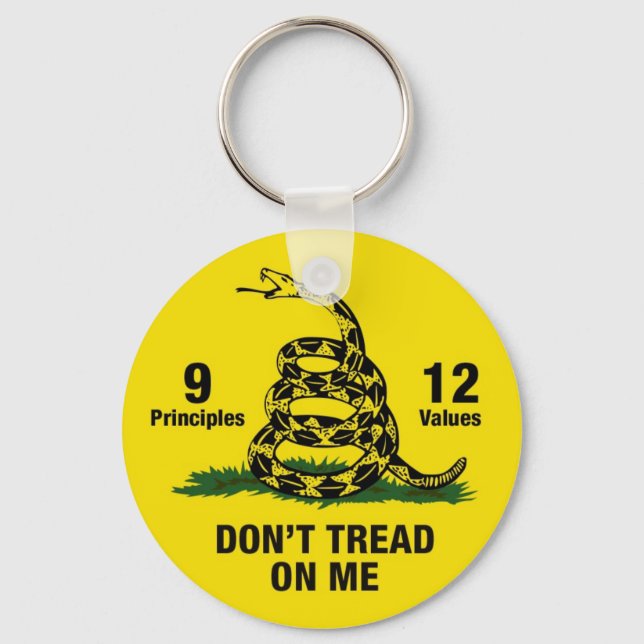 Don't Tread on Me Flag 9 Principles 12 Values Keychain (Front)