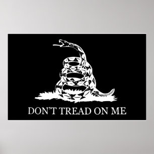 Don't Tread On Me Flag -- Black and White Poster