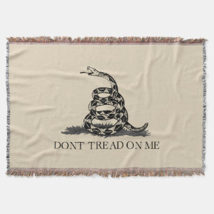 Don't tread on me Gadsden Flag BLACK BEIGE Throw Blanket