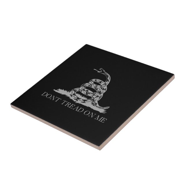Don't tread on me Gadsden Flag BLACK GRAY Tile (Side)