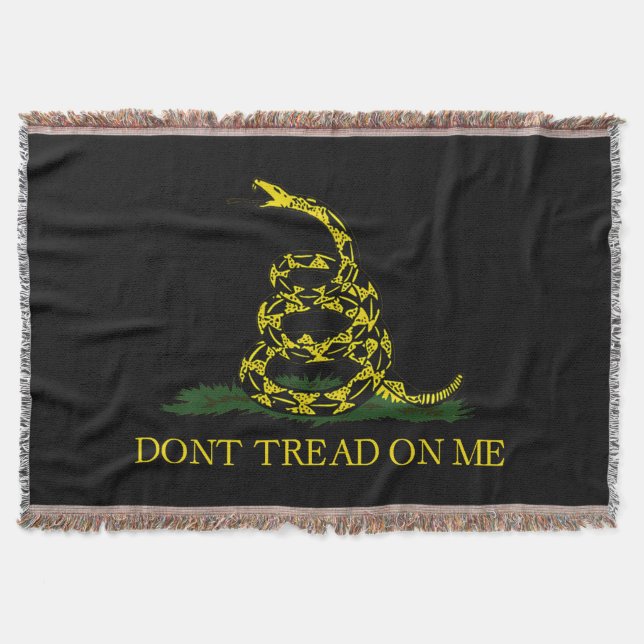 Don't Tread On Me Gadsden Flag Black Throw Blanket (Front)