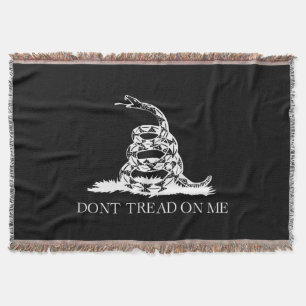 Don't tread on me Gadsden Flag BLACK WHITE Throw Blanket