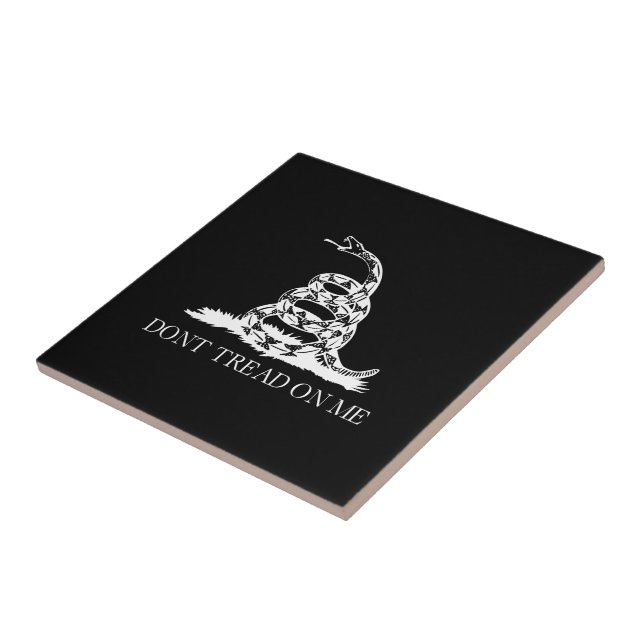 Don't tread on me Gadsden Flag BLACK WHITE Tile (Side)