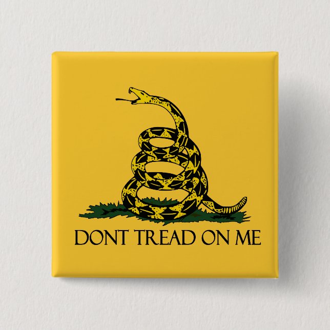 Dont Tread on Me Gadsden Flag Historical Military 2 Inch Square Button (Front)