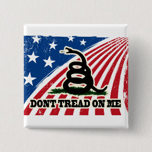 Don't Tread on Me, Gadsden flag, red white blue 2 Inch Square Button