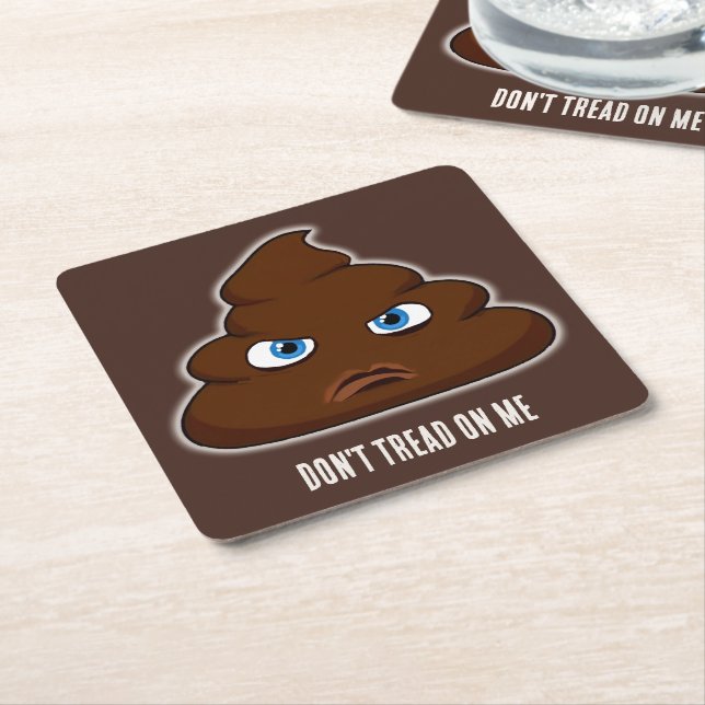 Don't Tread On Me Poo Square Paper Coaster (Angled)