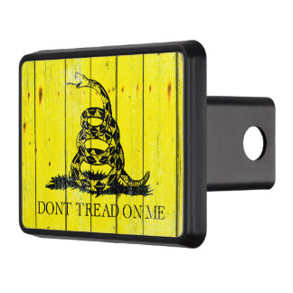 Don't Tread on me! Snake on old barn wood. Trailer Hitch Cover