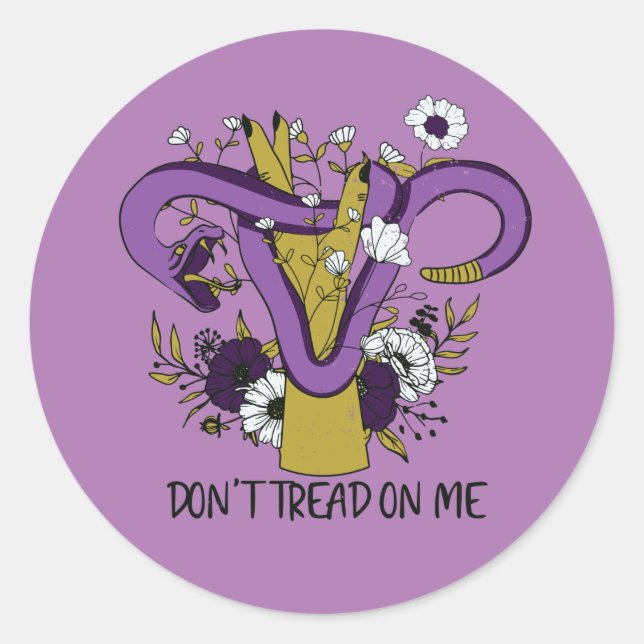Dont Tread On Me Uterus Classic Round Sticker (Front)