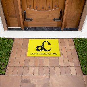 Don't tread on me yellow snake logo doormat