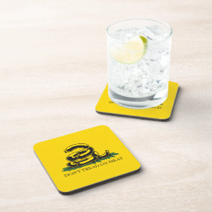 Don't tread on meat funny Gadsden flag parody meme Coaster