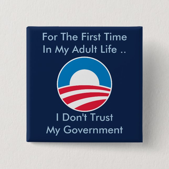 Don't Trust Government 2 Inch Square Button (Front)