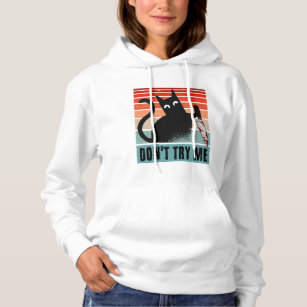 Don't try me, Moody Cat with knife Invitation Hoodie