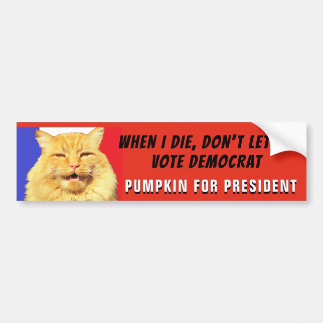 Don't Vote Democrat. Pumpkin For President Bumper Sticker (Front)