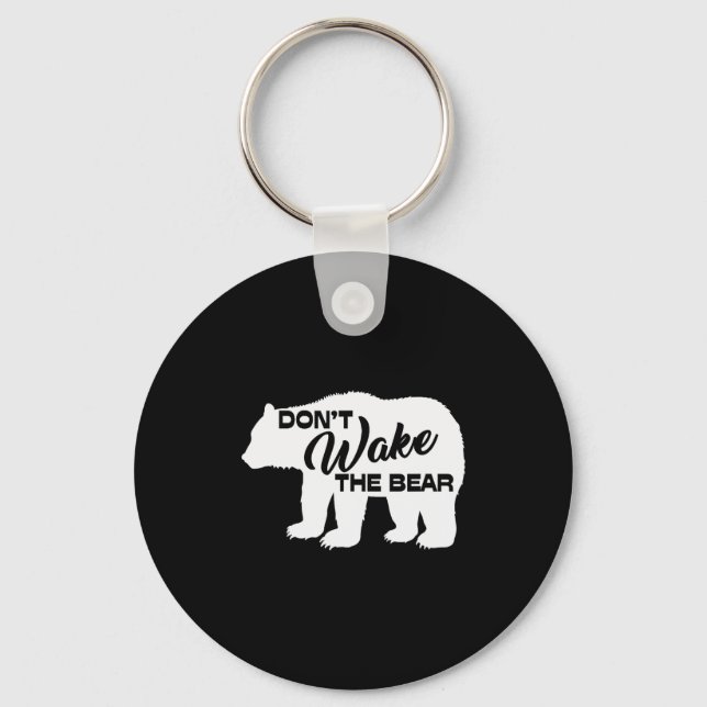 Don't Wake The Bear Funny Bear Silhouette Graphic  Keychain (Front)