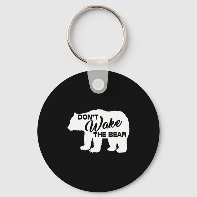 Don't Wake The Bear Funny Bear Silhouette Graphic  Keychain (Front)