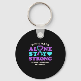 Don't walk alone prevention awareness ribbon heart keychain